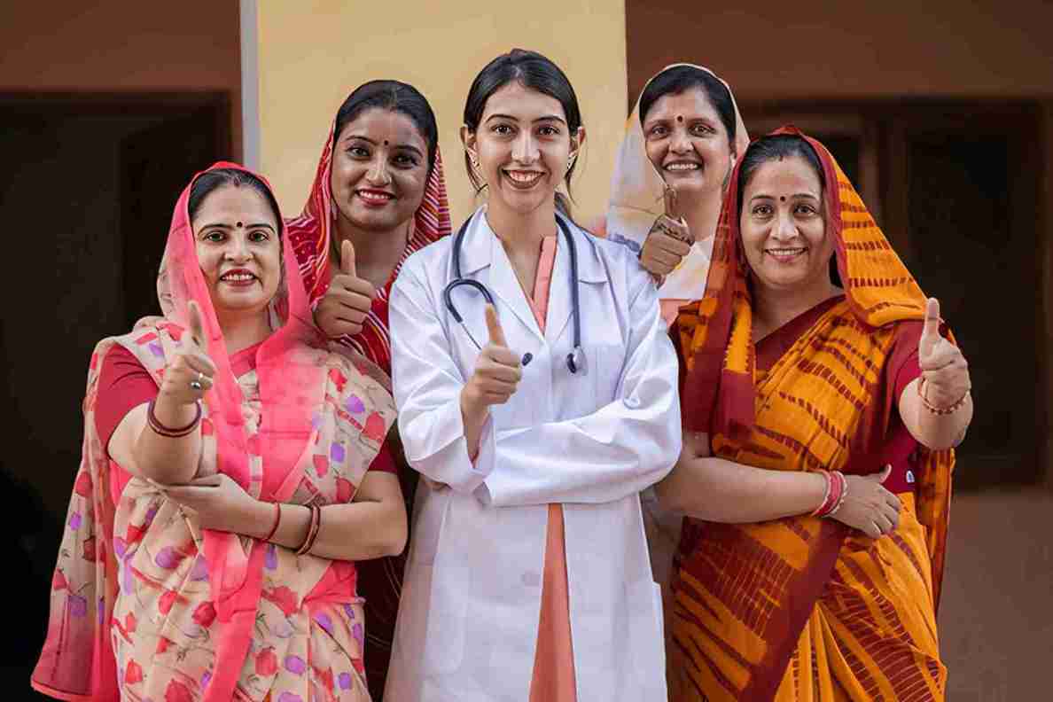 Women with doctor smiling after health check
